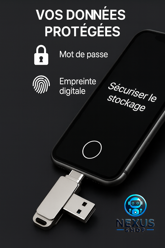 🔑 Clé USB 3-en-1 Nexus Shop – Sauvegardez, partagez et transportez vos souvenirs en toute simplicité