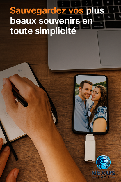 🔑 Clé USB 3-en-1 Nexus Shop – Sauvegardez, partagez et transportez vos souvenirs en toute simplicité