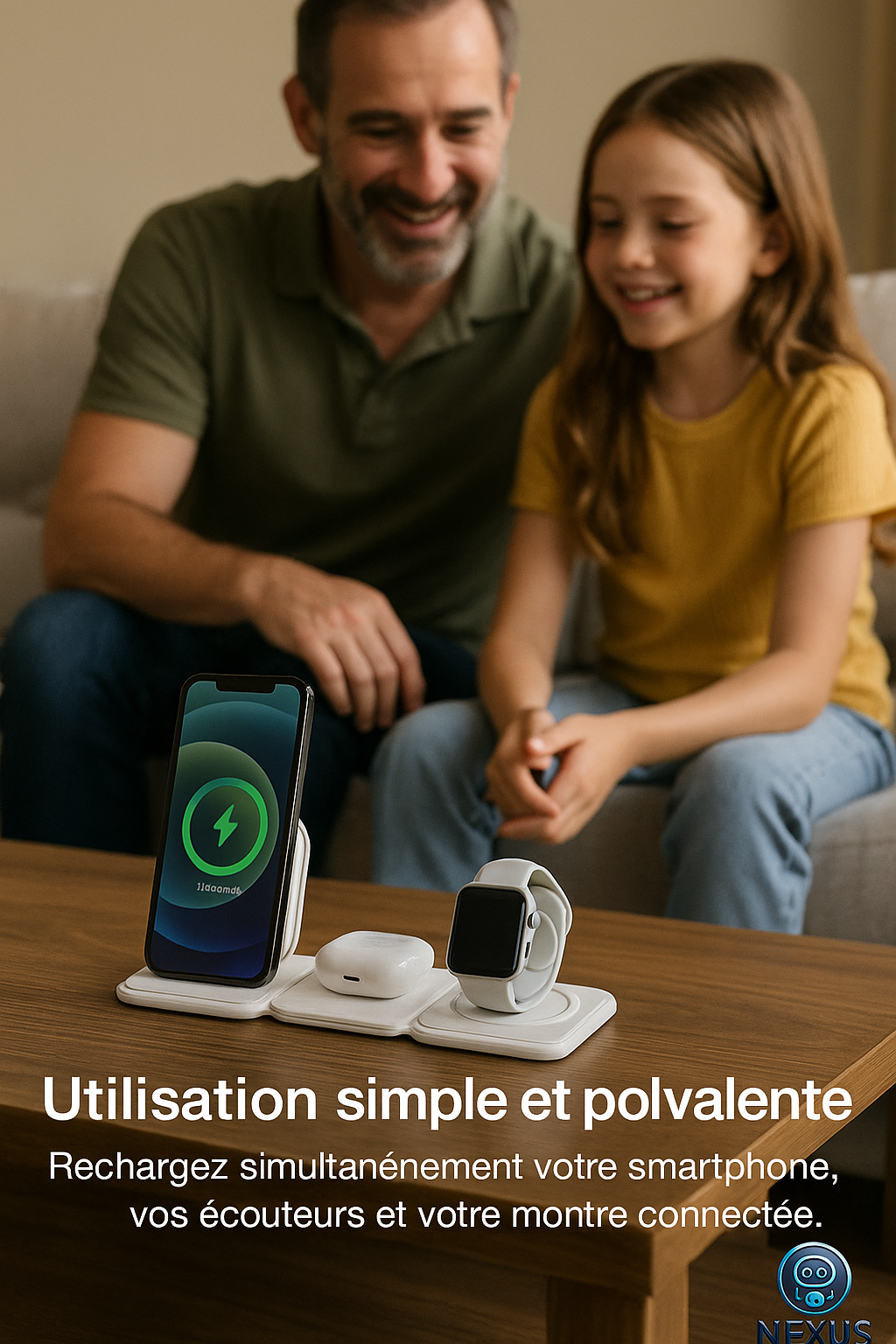 ⚡ Chargeur Sans Fil 3-en-1 – Rechargez Tout en Un Geste