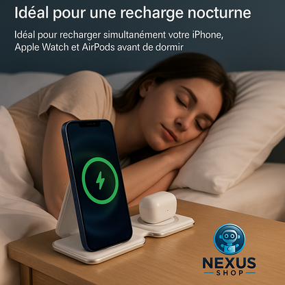⚡ Chargeur Sans Fil 3-en-1 – Rechargez Tout en Un Geste