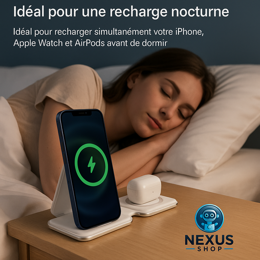 ⚡ Chargeur Sans Fil 3-en-1 – Rechargez Tout en Un Geste