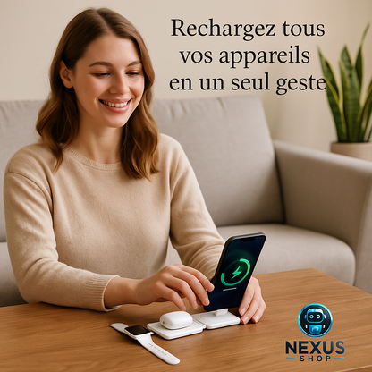 ⚡ Chargeur Sans Fil 3-en-1 – Rechargez Tout en Un Geste