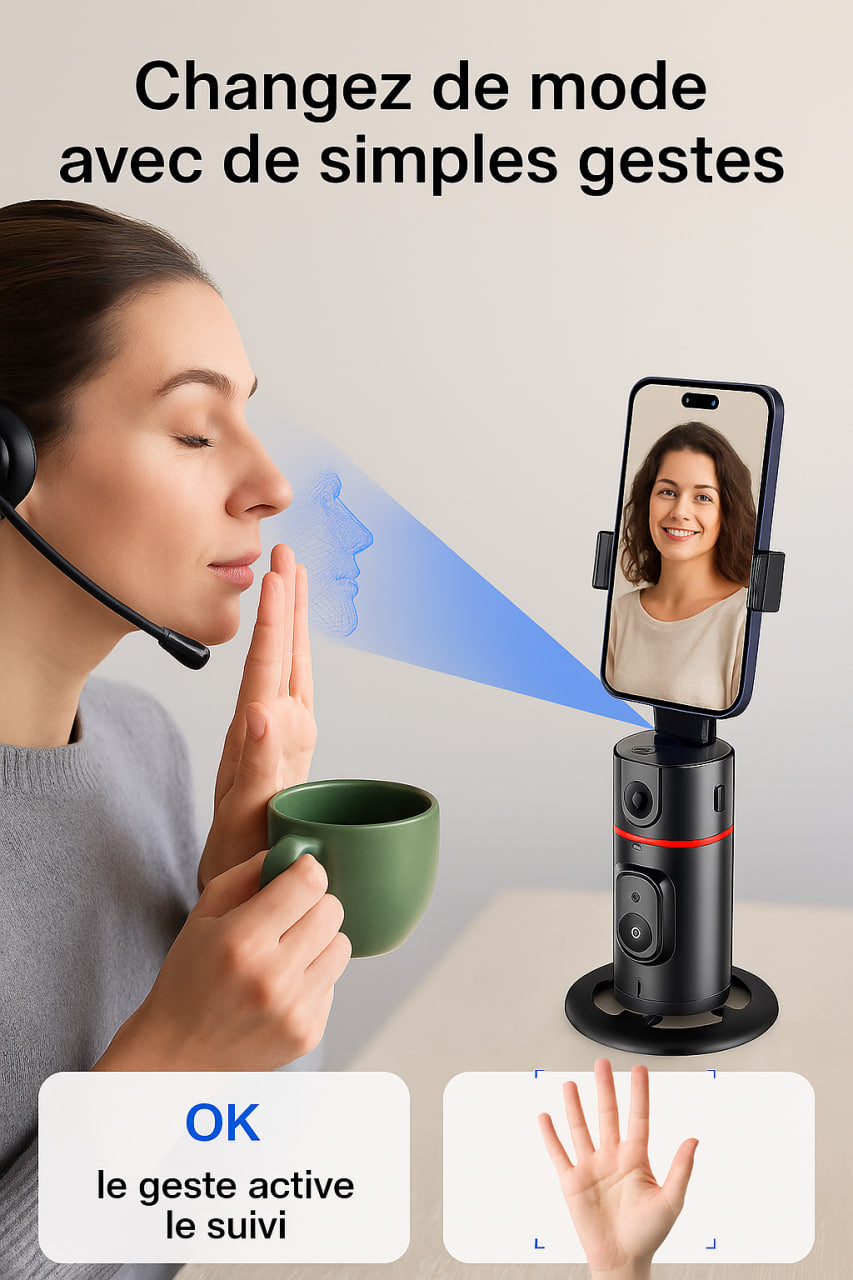 Support téléphone avec détection de mouvement IA + 2 led